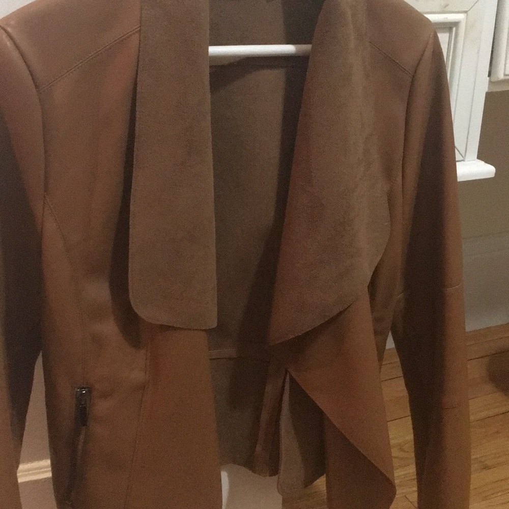 Brown drape leather jacket
